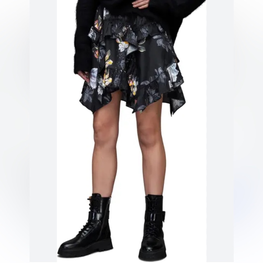 AllSaints Reese Lilly Floral Satin skirt NWOT